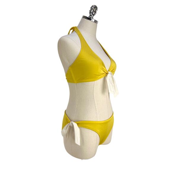 Milly Bikini Tie Knit Detail Yellow Halter - Picture 6 of 6